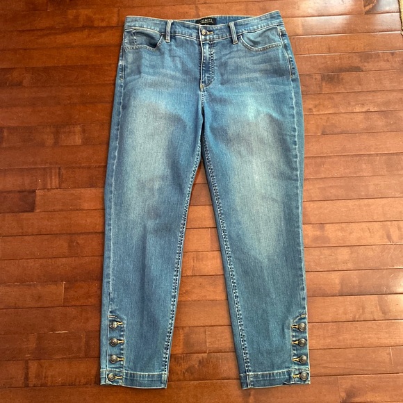Talbots Denim - Talbots Flawless Five Pocket Blue Jean With Buttons On the Ankle Size 12